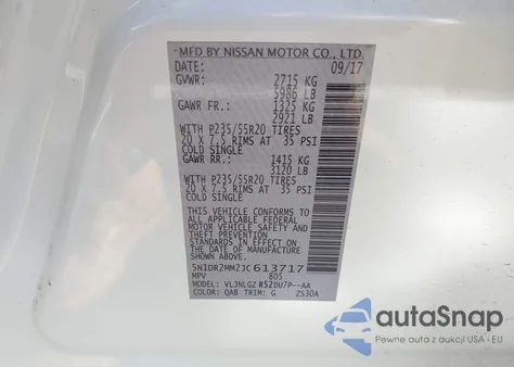 2018 Nissan Pathfinder Sl z USA, uszkodzony, nr VIN 5N1DR2MM2JC613717